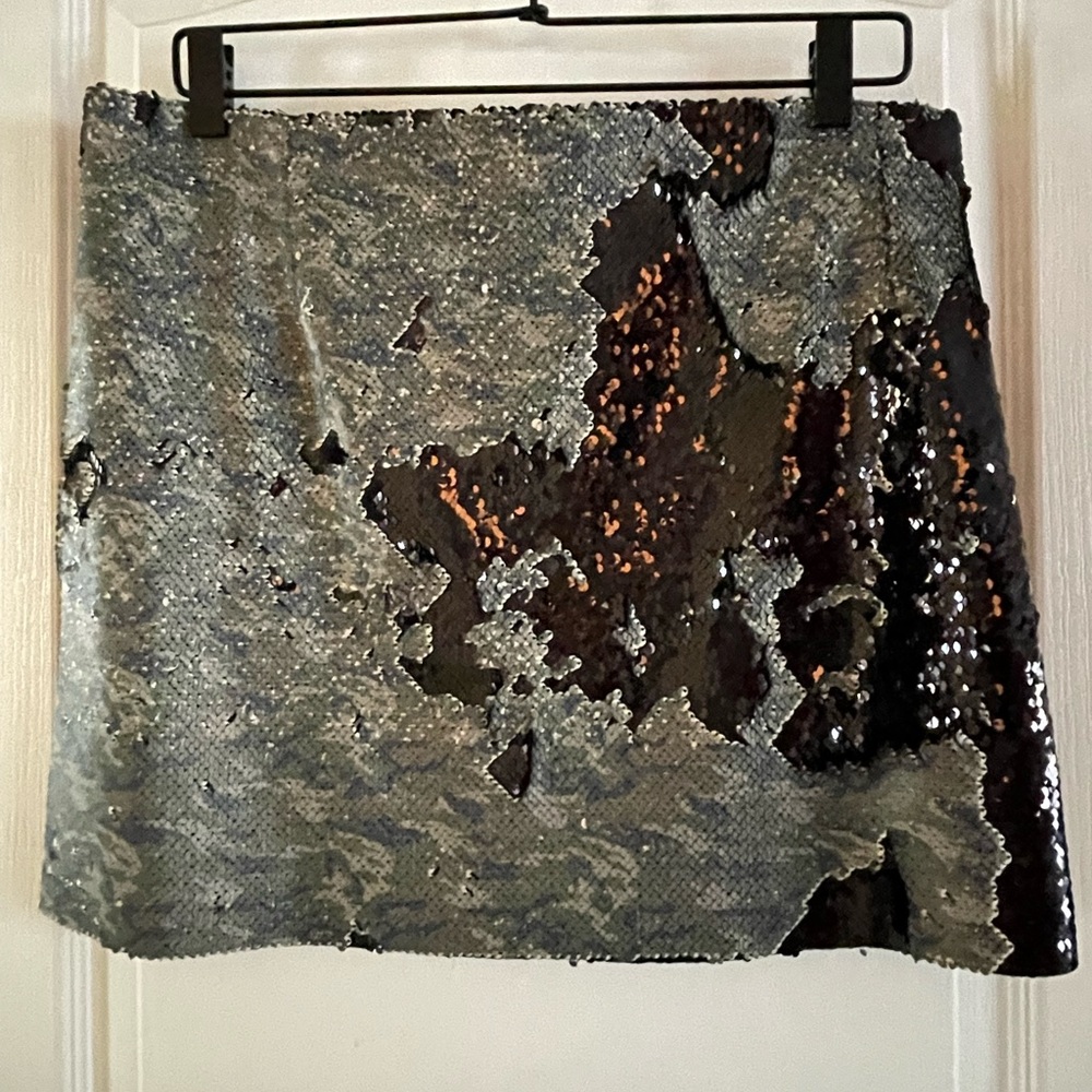 Sequin Reversible Silver & Black Mini Skirt
